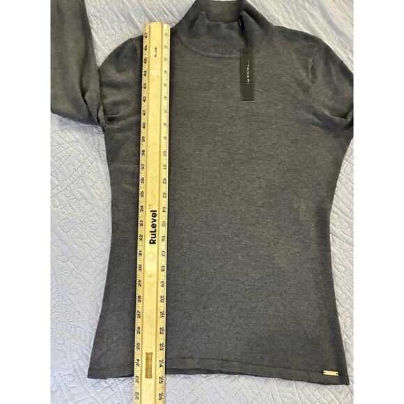 Nwt Tahari Sz Sm Mock Neck Dk Gray Rayon Nylon LS Capsule Career Profess Sweater - Picture 10 of 11